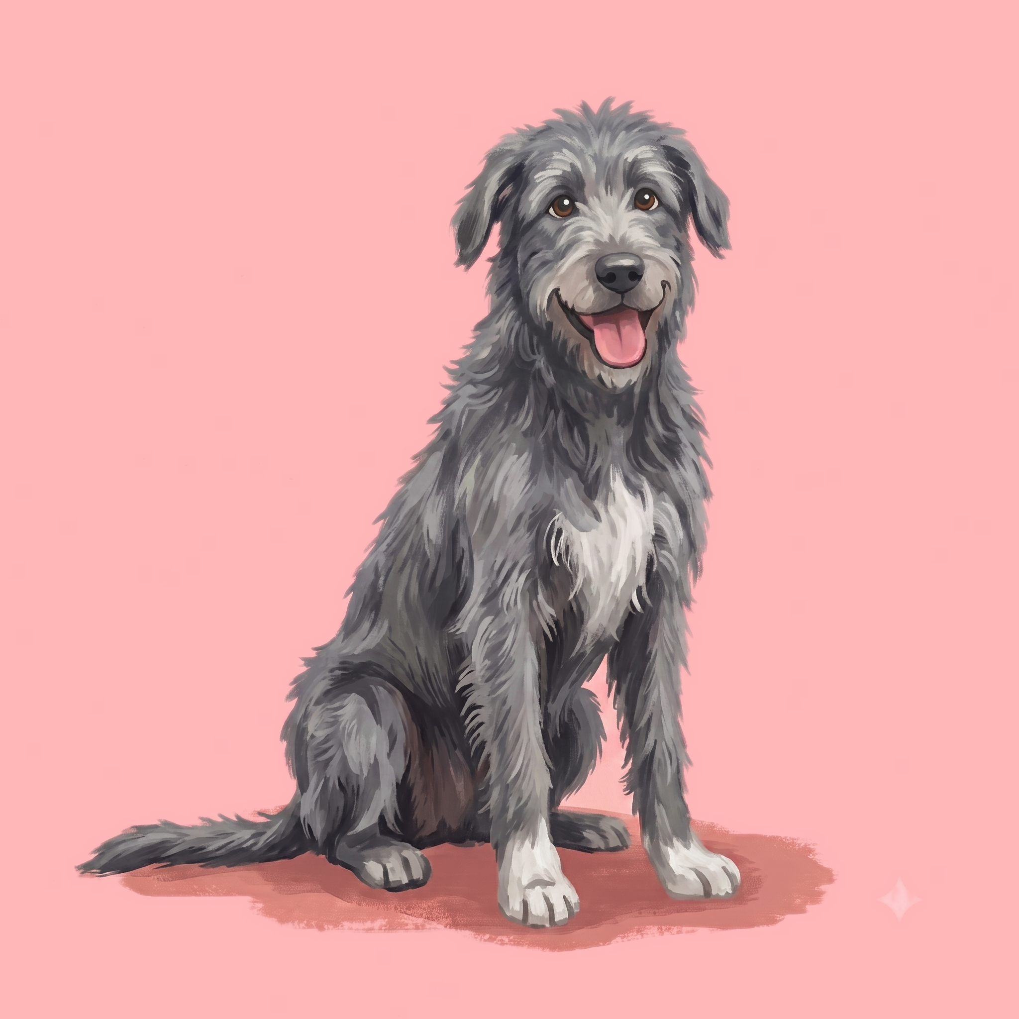 Bones the Irish wolfhound mix, storybook illustration